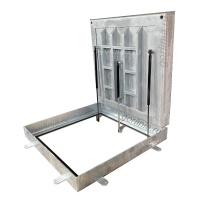 Люк под брусчатку Проспект-Ц оцинкованный с монтажными пластинами усиленный на выносных петлях с газлифтами